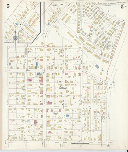 Sanborn Fire Insurance Map from Osborn, Greene County, Ohio (1943), Sheet #0005 - Historic Sanborn Fire Insurance Map Print, vintage old map wall art, antique decor, genealogy gift, Ohio Ohio map