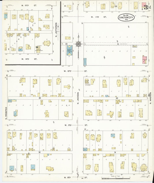 Sanborn Fire Insurance Map from Junction City, Geary County, Kansas (1912), Sheet #0003 - Historic Sanborn Fire Insurance Map Print, vintage old map wall art, antique decor, genealogy gift, Kansas Kansas map