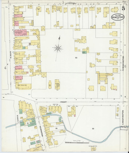 Sanborn Fire Insurance Map from Hempstead, Nassau County, New York (1904), Sheet #0005 - Historic Sanborn Fire Insurance Map Print, vintage old map wall art, antique decor, genealogy gift, New York New York map