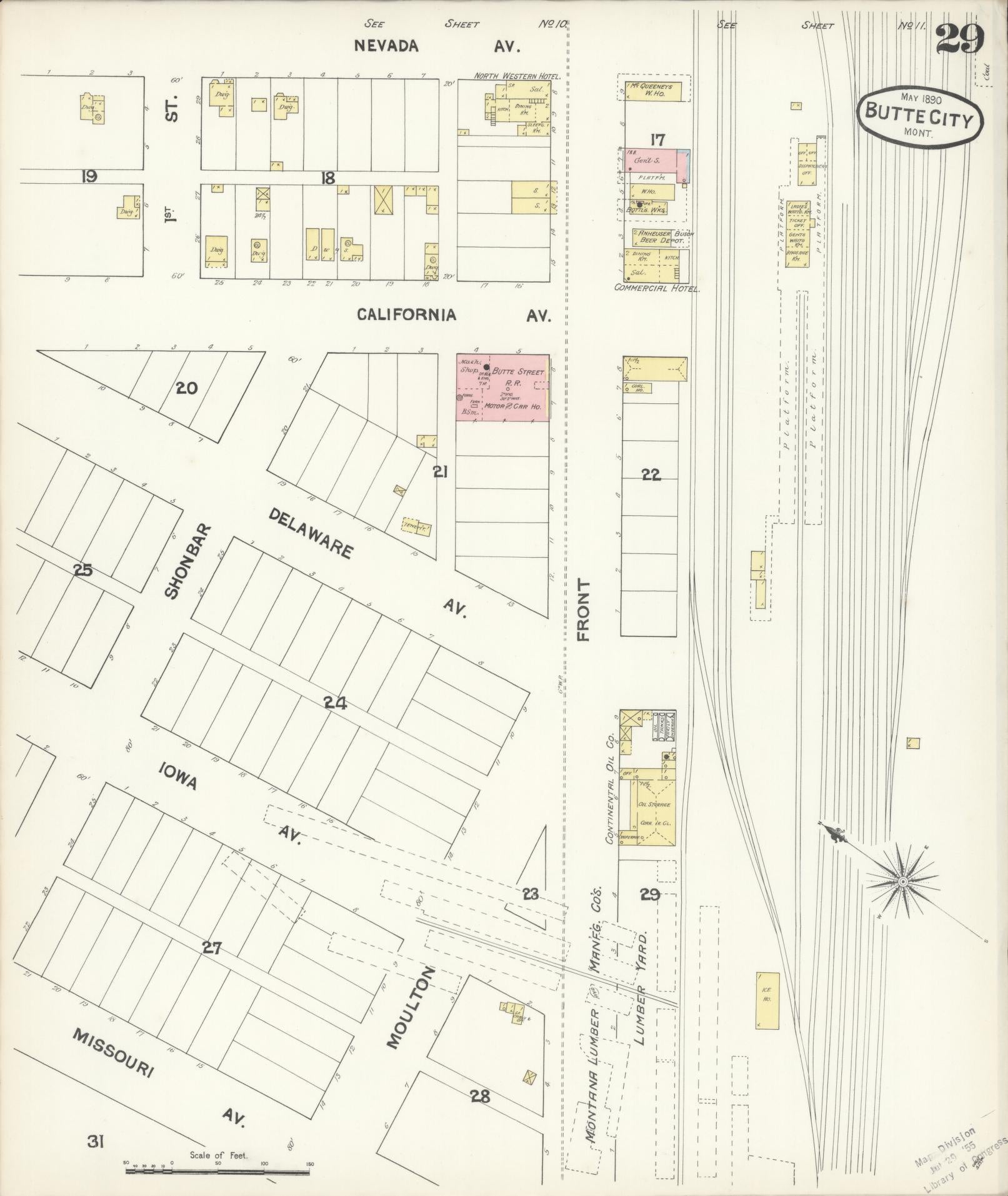 Sanborn Fire Insurance Map from Butte, Silver Bow County, Montana (1890), Sheet #0029 - Historic Sanborn Fire Insurance Map Print, vintage old map wall art, antique decor, genealogy gift, Montana Montana map