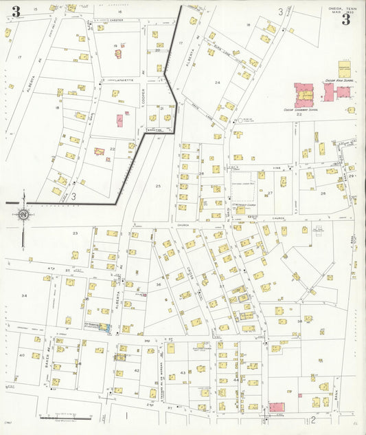 Sanborn Fire Insurance Map from Oneida, Scott County, Tennessee (1933), Sheet #0003 - Historic Sanborn Fire Insurance Map Print, vintage old map wall art, antique decor, genealogy gift, Tennessee Tennessee map
