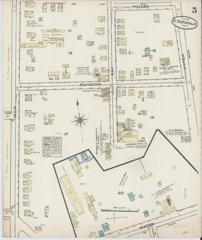 Sanborn Fire Insurance Map from South Norwalk, Fairfield County, Connecticut (1884), Sheet #0005 - Complete Map Set gallery image, historic Sanborn map, vintage wall art, Connecticut Connecticut