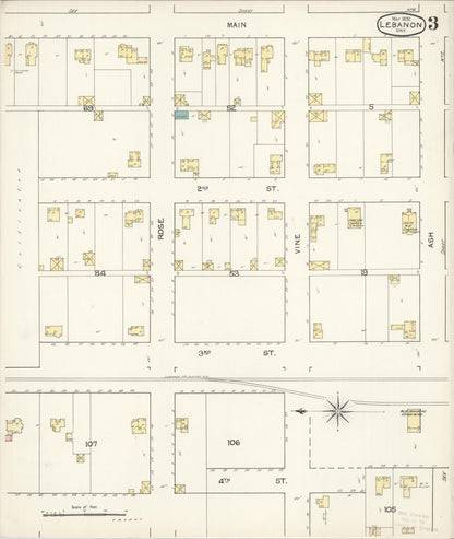 Sanborn Fire Insurance Map from Lebanon, Linn County, Oregon (1892), Sheet #0003 - Complete Map Set gallery image, historic Sanborn map, vintage wall art, Oregon Oregon