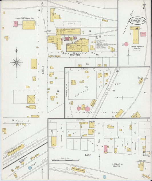 Sanborn Fire Insurance Map from Carrollton, Carroll County, Missouri (1899), Sheet #0007 - Historic Sanborn Fire Insurance Map Print, vintage old map wall art, antique decor, genealogy gift, Missouri Missouri map