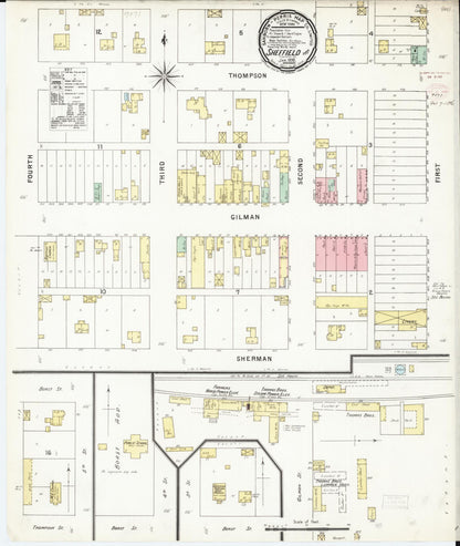 Sanborn Fire Insurance Map from Sheffield, Franklin County, Iowa (1896), Sheet #0001 - Historic Sanborn Fire Insurance Map Print, vintage old map wall art