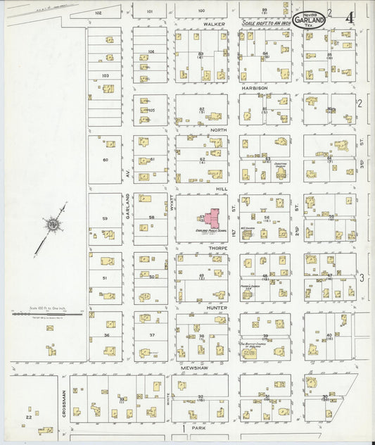 Sanborn Fire Insurance Map from Garland, Dallas County, Texas (1919), Sheet #0004 - Historic Sanborn Fire Insurance Map Print, vintage old map wall art, antique decor, genealogy gift, Texas Texas map