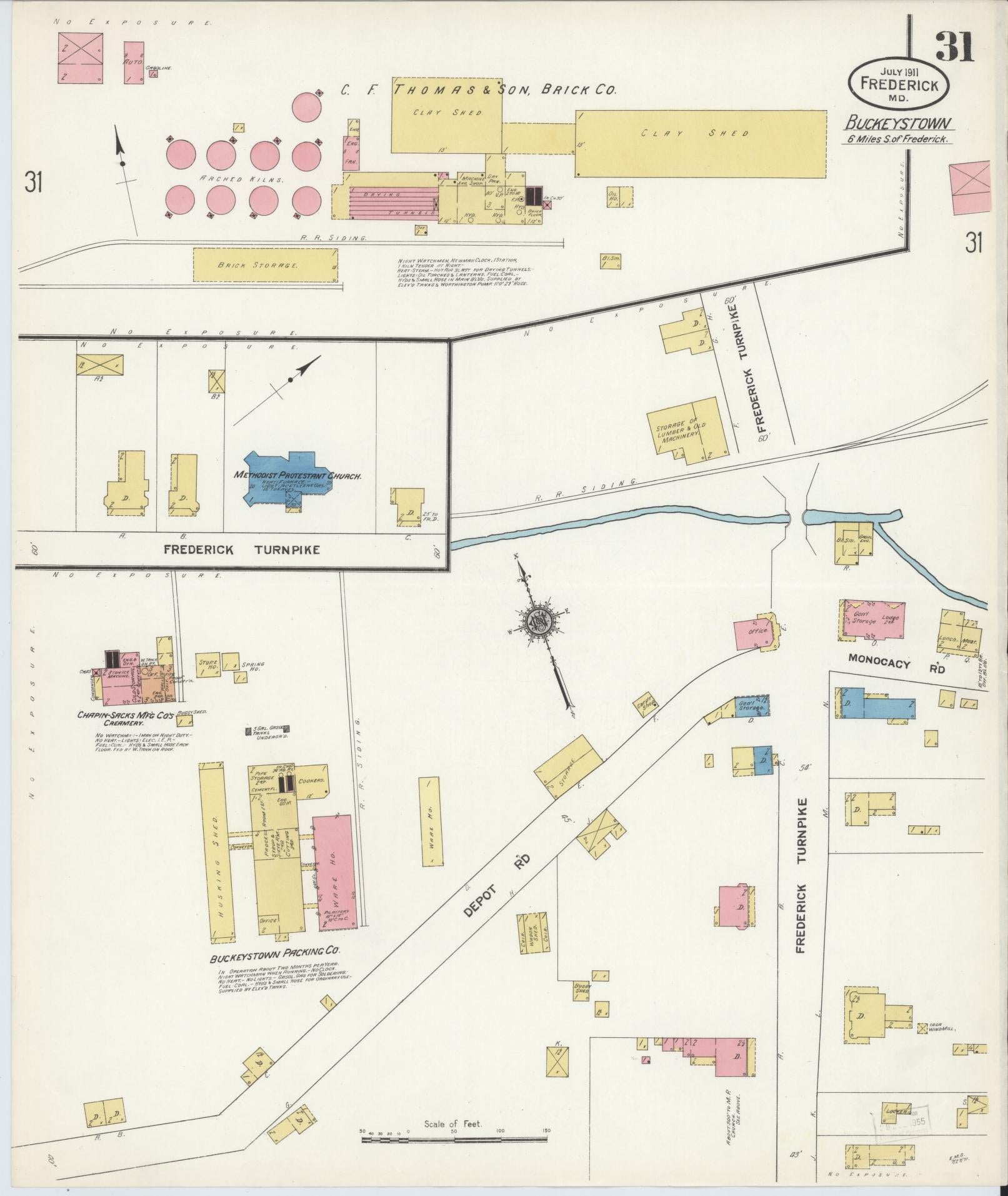 Sanborn Fire Insurance Map from Frederick, Frederick County, Maryland (1911), Sheet #0031 - Historic Sanborn Fire Insurance Map Print, vintage old map wall art