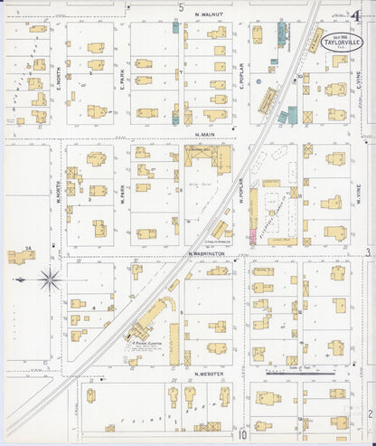 Sanborn Fire Insurance Map from Taylorville, Christian County, Illinois (1906), Sheet #0004 - Complete Map Set gallery image, historic Sanborn map, vintage wall art, Illinois Illinois