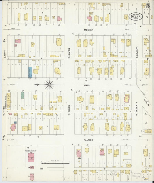 Sanborn Fire Insurance Map from Delta, Delta County, Colorado (1908), Sheet #0005 - Historic Sanborn Fire Insurance Map Print, vintage old map wall art, antique decor, genealogy gift, Colorado Colorado map