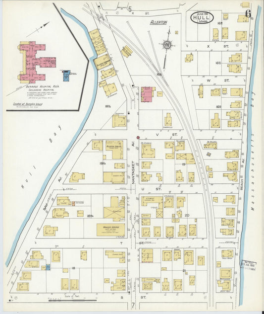 Sanborn Fire Insurance Map from Hull, Plymouth County, Massachusetts (1916), Sheet #0006 - Historic Sanborn Fire Insurance Map Print, vintage old map wall art, antique decor, genealogy gift, Massachusetts Massachusetts map