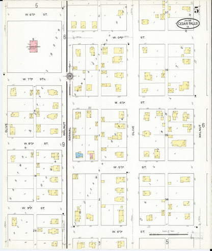 Sanborn Fire Insurance Map from Cedar Falls, Black Hawk County, Iowa (1916), Sheet #0005 - Historic Sanborn Fire Insurance Map Print