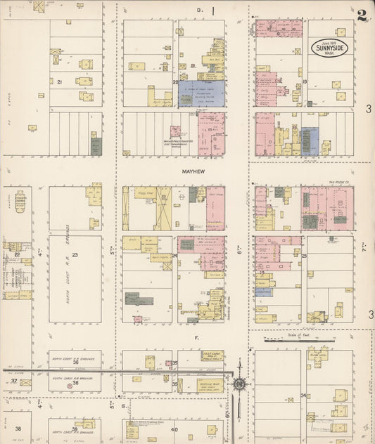 Sanborn Fire Insurance Map from Sunnyside, Yakima County, Washington (1910), Sheet #0002 - Historic Sanborn Fire Insurance Map Print, vintage old map wall art, antique decor, genealogy gift, Washington Washington map