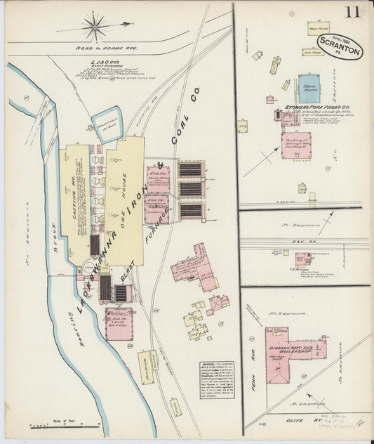 Sanborn Fire Insurance Map from Scranton, Lackawanna County, Pennsylvania (1884), Sheet #0011 - Historic Sanborn Fire Insurance Map Print, vintage old map wall art, antique decor, genealogy gift, Pennsylvania Pennsylvania map