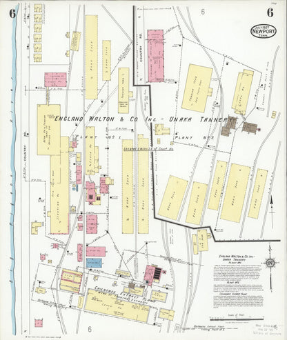 Sanborn Fire Insurance Map from Newport, Cocke County, Tennessee (1927), Sheet #0006 - Complete Map Set gallery image, historic Sanborn map, vintage wall art, Tennessee Tennessee