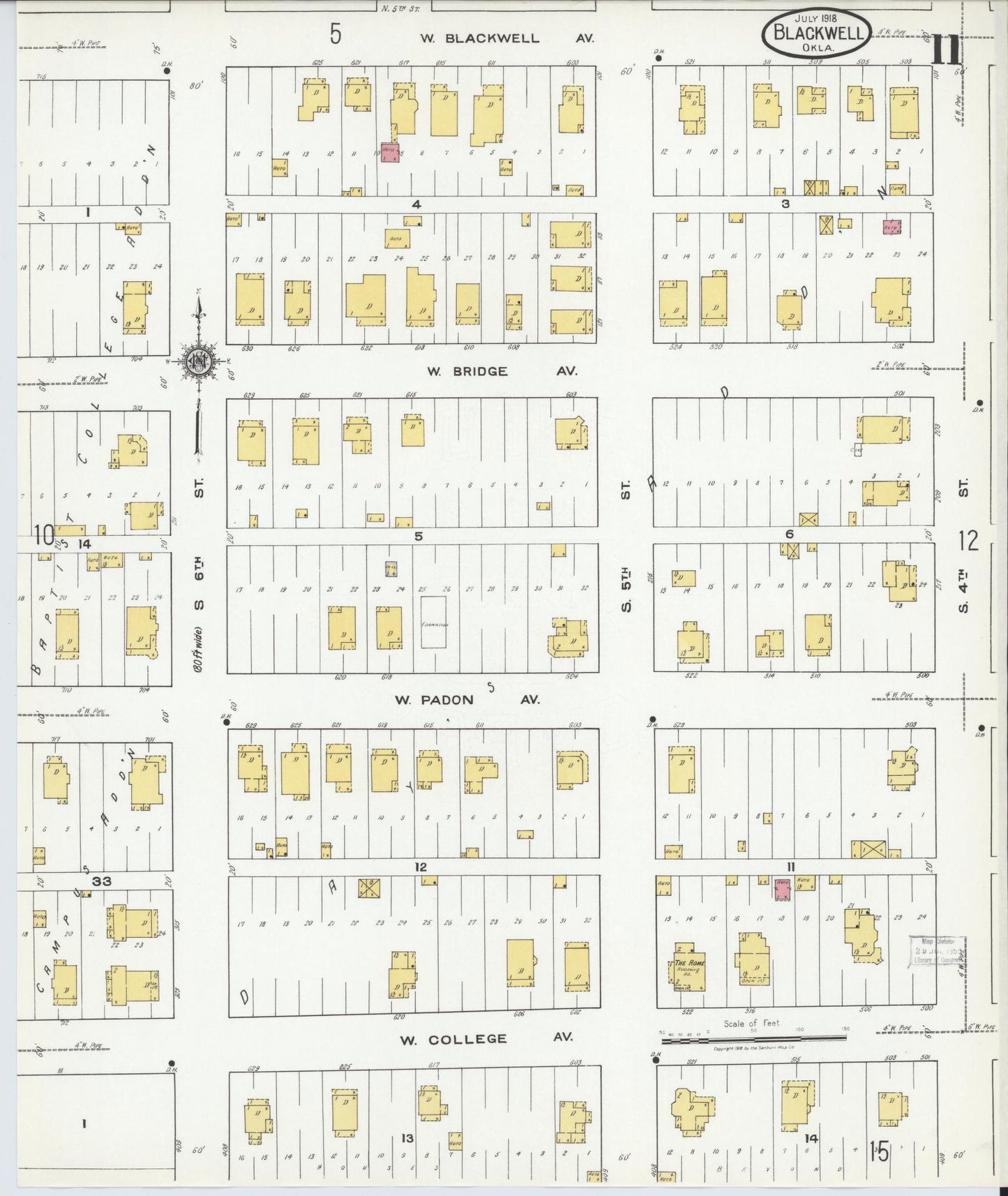 Sanborn Fire Insurance Map from Blackwell, Kay County, Oklahoma (1918), Sheet #0011 - Historic Sanborn Fire Insurance Map Print, vintage old map wall art, antique decor, genealogy gift, Oklahoma Oklahoma map