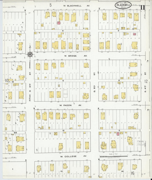 Sanborn Fire Insurance Map from Blackwell, Kay County, Oklahoma (1918), Sheet #0011 - Historic Sanborn Fire Insurance Map Print, vintage old map wall art, antique decor, genealogy gift, Oklahoma Oklahoma map