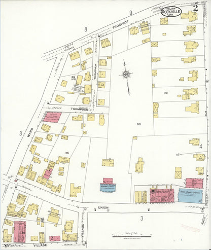 Sanborn Fire Insurance Map from Rockville, Tolland County, Connecticut (1921), Sheet #0002 - Complete Map Set gallery image, historic Sanborn map, vintage wall art, Connecticut Connecticut