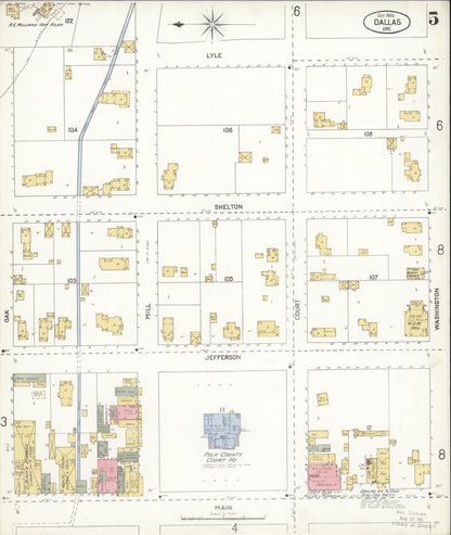 Sanborn Fire Insurance Map from Dallas, Polk County, Oregon (1905), Sheet #0005 - Complete Map Set gallery image, historic Sanborn map, vintage wall art, Oregon Oregon