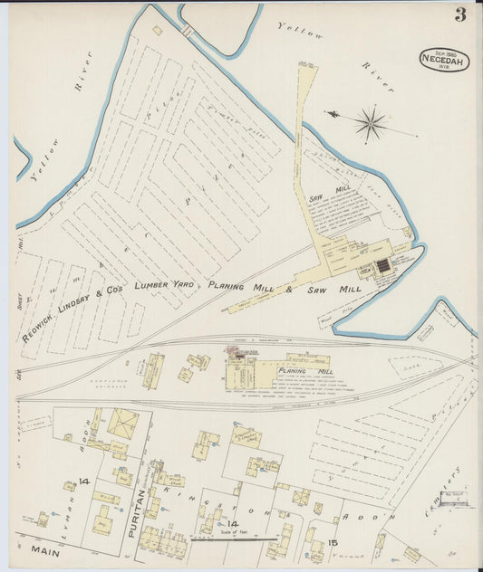 Sanborn Fire Insurance Map from Necedah, Juneau County, Wisconsin (1885), Sheet #0003 - Historic Sanborn Fire Insurance Map Print, vintage old map wall art, antique decor, genealogy gift, Wisconsin Wisconsin map