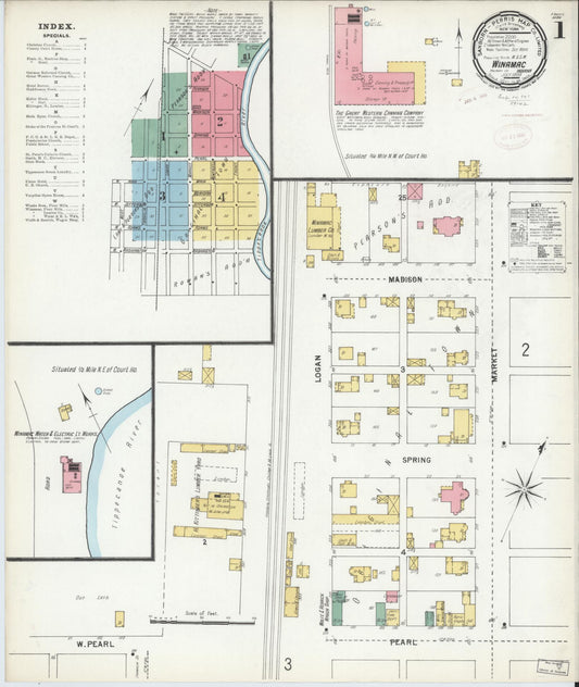 Sanborn Fire Insurance Map from Winamac, Pulaski County, Indiana (1899), Sheet #0001 - Historic Sanborn Fire Insurance Map Print, vintage old map wall art, antique decor, genealogy gift, Indiana Indiana map