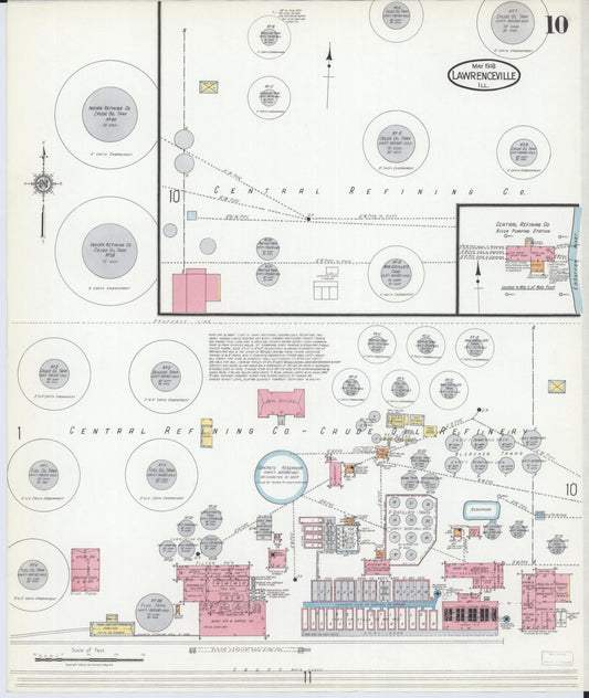 Sanborn Fire Insurance Map from Lawrenceville, Lawrence County, Illinois (1918), Sheet #0010 - Historic Sanborn Fire Insurance Map Print, vintage old map wall art, antique decor, genealogy gift, Illinois Illinois map