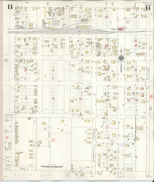 Sanborn Fire Insurance Map from Bay City, Matagorda County, Texas (1947), Sheet #0011 - Historic Sanborn Fire Insurance Map Print, vintage old map wall art, antique decor, genealogy gift, Texas Texas map