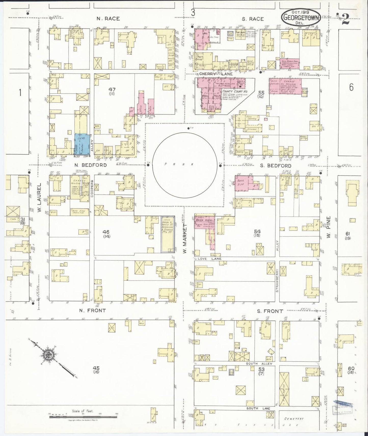 Sanborn Fire Insurance Map from Georgetown, Sussex County, Delaware (1919), Sheet #0002 - Complete Map Set gallery image, historic Sanborn map, vintage wall art, Delaware Delaware