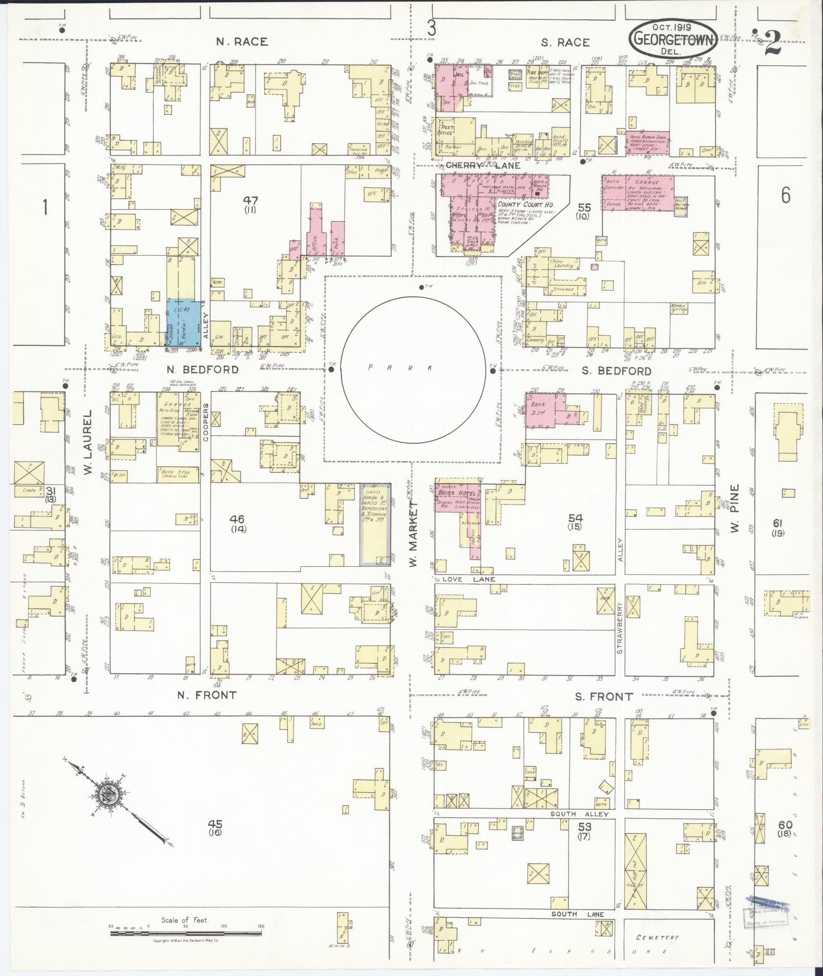 Sanborn Fire Insurance Map from Georgetown, Sussex County, Delaware (1919), Sheet #0002 - Complete Map Set gallery image, historic Sanborn map, vintage wall art, Delaware Delaware