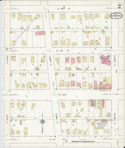 Sanborn Fire Insurance Map from Cherryvale, Montgomery County, Kansas (1911), Sheet #0002 - Complete Map Set gallery image, historic Sanborn map, vintage wall art, Kansas Kansas
