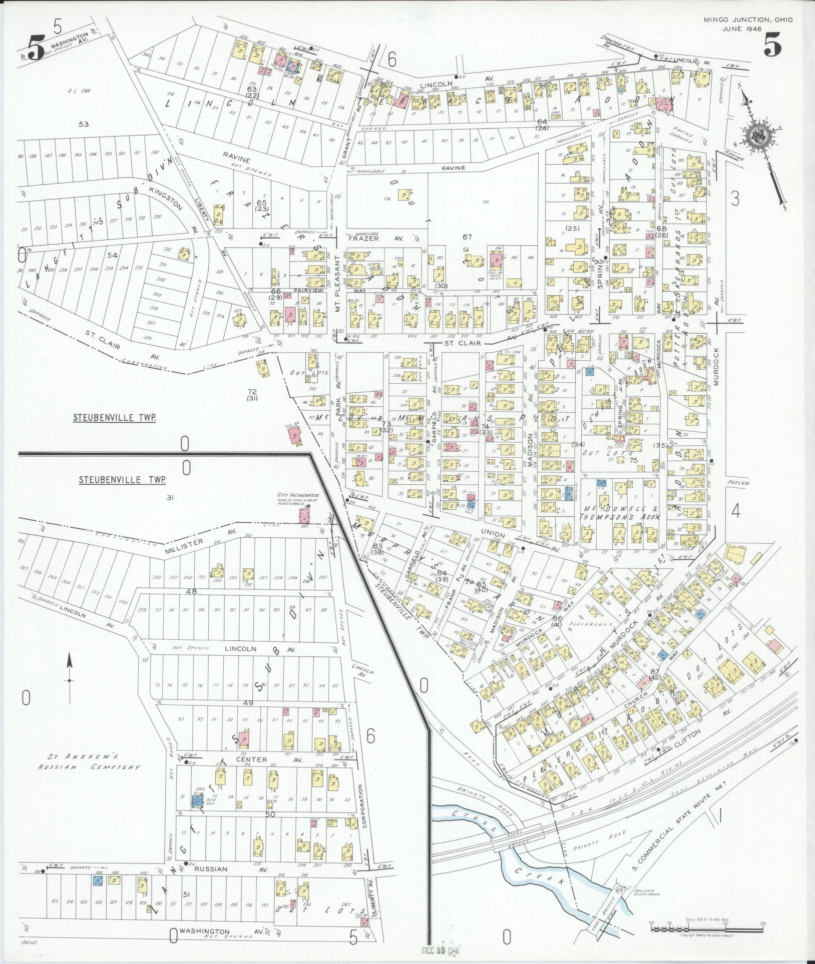 Sanborn Fire Insurance Map from Mingo Junction, Jefferson County, Ohio (1946), Sheet #0005 - Complete Map Set gallery image, historic Sanborn map, vintage wall art, Ohio Ohio