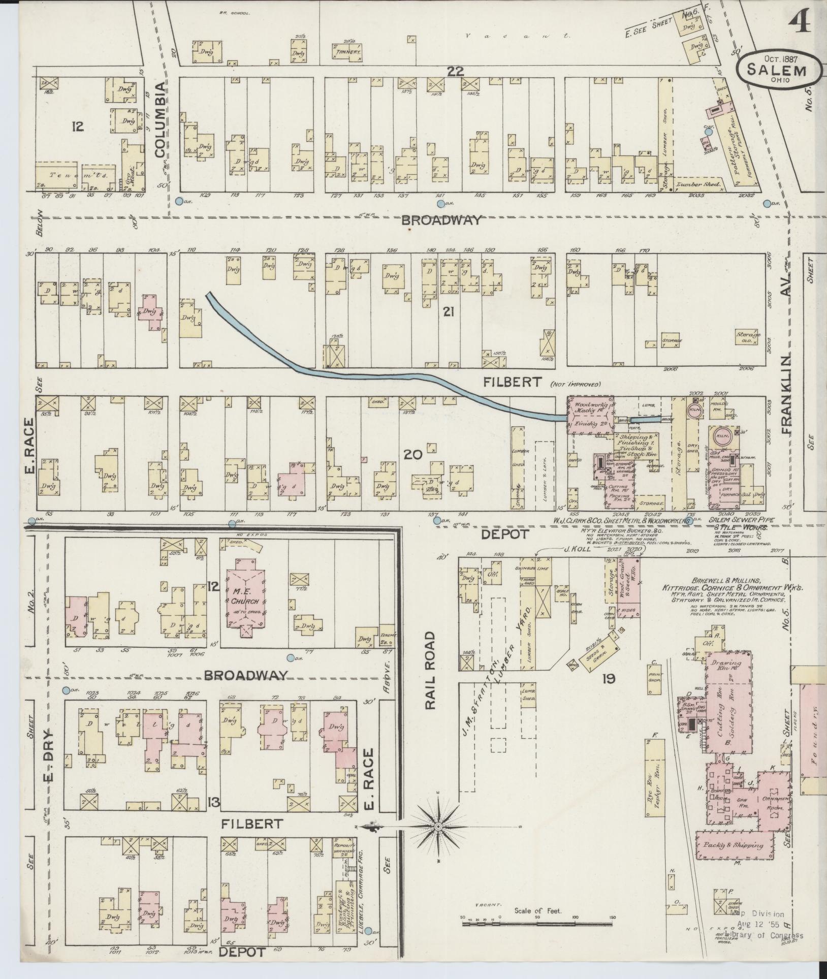 Sanborn Fire Insurance Map from Salem, Columbiana County, Ohio (1887), Sheet #0004 - Complete Map Set gallery image, historic Sanborn map, vintage wall art, Ohio Ohio