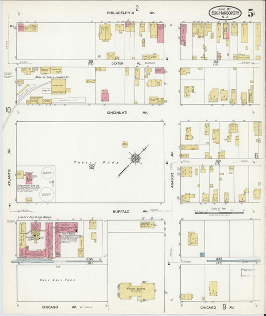 Sanborn Fire Insurance Map from Egg Harbor City, Atlantic County, New Jersey (1917), Sheet #0005 - Historic Sanborn Fire Insurance Map Print, vintage old map wall art, antique decor, genealogy gift, New Jersey New Jersey map