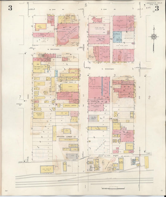 Sanborn Fire Insurance Map from Seminole, Seminole County, Oklahoma (1949), Sheet #0003 - Historic Sanborn Fire Insurance Map Print, vintage old map wall art, antique decor, genealogy gift, Oklahoma Oklahoma map