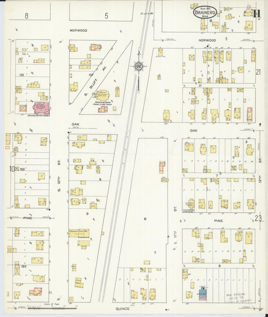 Sanborn Fire Insurance Map from Brainerd, Crow Wing County, Minnesota (1913), Sheet #0011 - Historic Sanborn Fire Insurance Map Print, vintage old map wall art, antique decor, genealogy gift, Minnesota Minnesota map