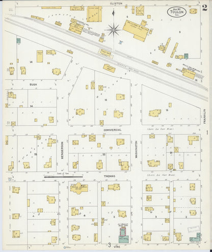 Sanborn Fire Insurance Map from Toulon, Stark County, Illinois (1907), Sheet #0002 - Complete Map Set gallery image, historic Sanborn map, vintage wall art, Illinois Illinois