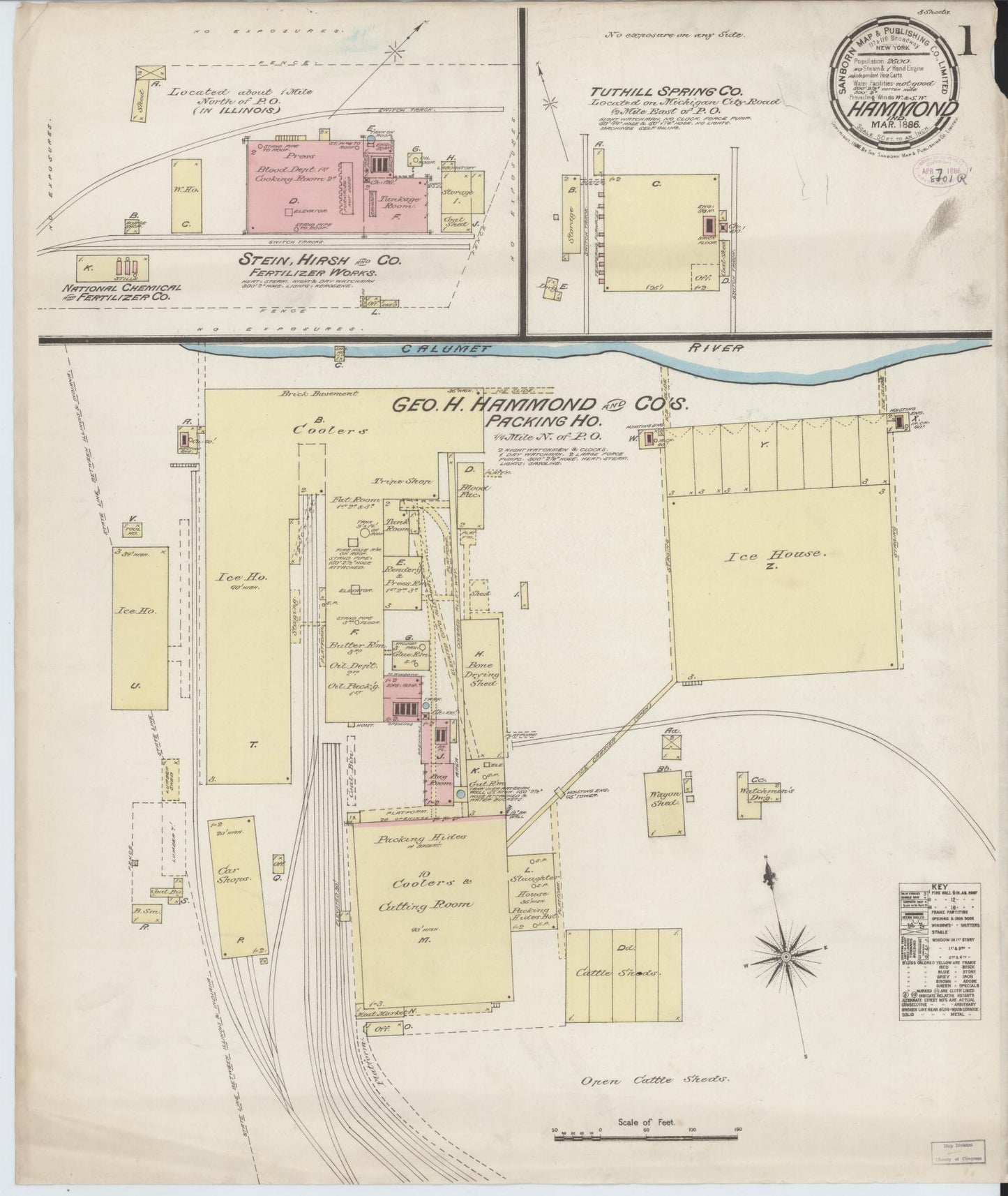 Sanborn Fire Insurance Map from Hammond, Lake County, Indiana (1886), Sheet #0001 - Complete Map Set gallery image, historic Sanborn map, vintage wall art, Indiana Indiana