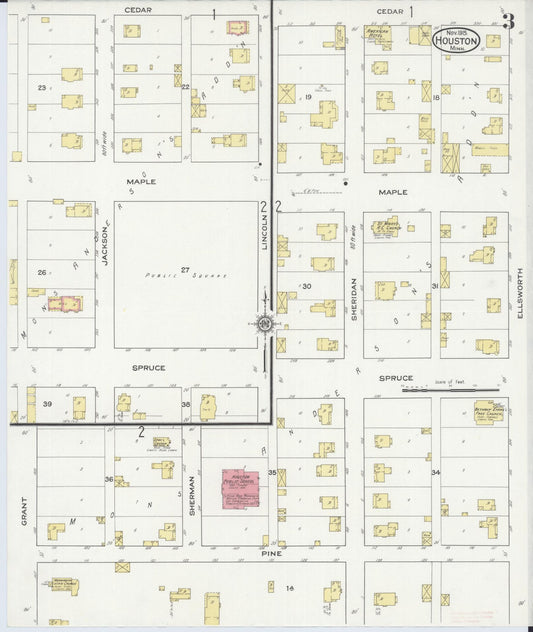 Sanborn Fire Insurance Map from Houston, Houston County, Minnesota (1915), Sheet #0003 - Historic Sanborn Fire Insurance Map Print, vintage old map wall art, antique decor, genealogy gift, Minnesota Minnesota map