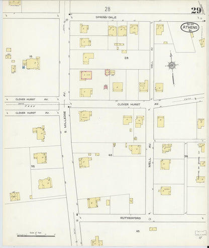 Sanborn Fire Insurance Map from Athens, Clarke County, Georgia (1913), Sheet #0029 - Complete Map Set gallery image, historic Sanborn map, vintage wall art, Georgia Georgia