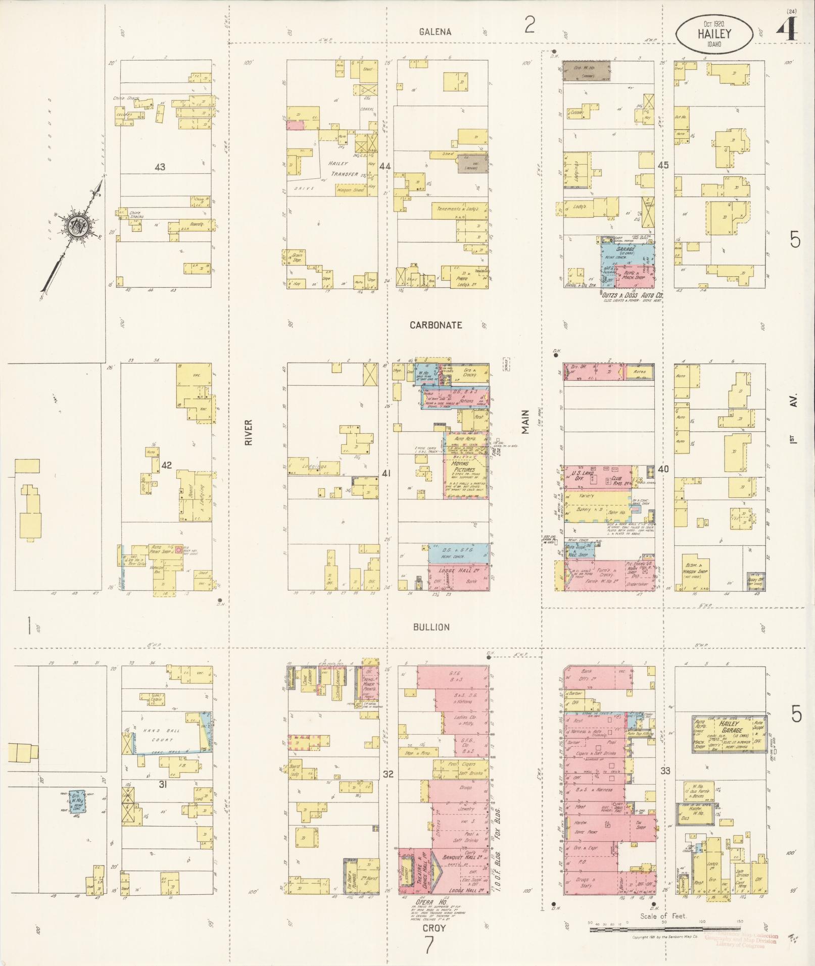 Sanborn Fire Insurance Map from Hailey, Blaine County, Idaho (1920), Sheet #0004 - Historic Sanborn Fire Insurance Map Print, vintage old map wall art, antique decor, genealogy gift, Idaho Idaho map