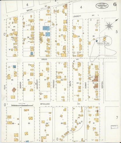 Sanborn Fire Insurance Map from Tonopah, Nye County, Nevada (1906), Sheet #0006 - Complete Map Set gallery image, historic Sanborn map, vintage wall art, Nevada Nevada