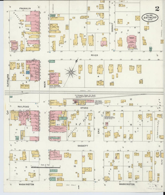 Sanborn Fire Insurance Map from Antwerp, Paulding County, Ohio (1905), Sheet #0002 - Historic Sanborn Fire Insurance Map Print, vintage old map wall art, antique decor, genealogy gift, Ohio Ohio map