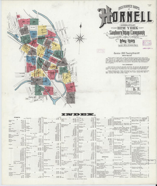 Sanborn Fire Insurance Map from Hornell, Steuben County, New York. (1909) – Historic Sanborn Fire Insurance Map Print