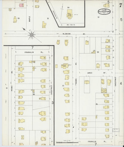 Sanborn Fire Insurance Map from Rutherford, Bergen County, New Jersey (1897), Sheet #0007 - Complete Map Set gallery image, historic Sanborn map, vintage wall art, New Jersey New Jersey