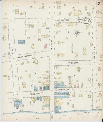 Sanborn Fire Insurance Map from Batavia, Kane County, Illinois (1885), Sheet #0005 - Complete Map Set gallery image, historic Sanborn map, vintage wall art, Illinois Illinois