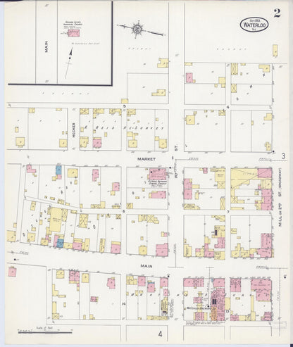 Sanborn Fire Insurance Map from Waterloo, Monroe County, Illinois (1913), Sheet #0002 - Historic Sanborn Fire Insurance Map Print, vintage old map wall art, antique decor, genealogy gift, Illinois Illinois map