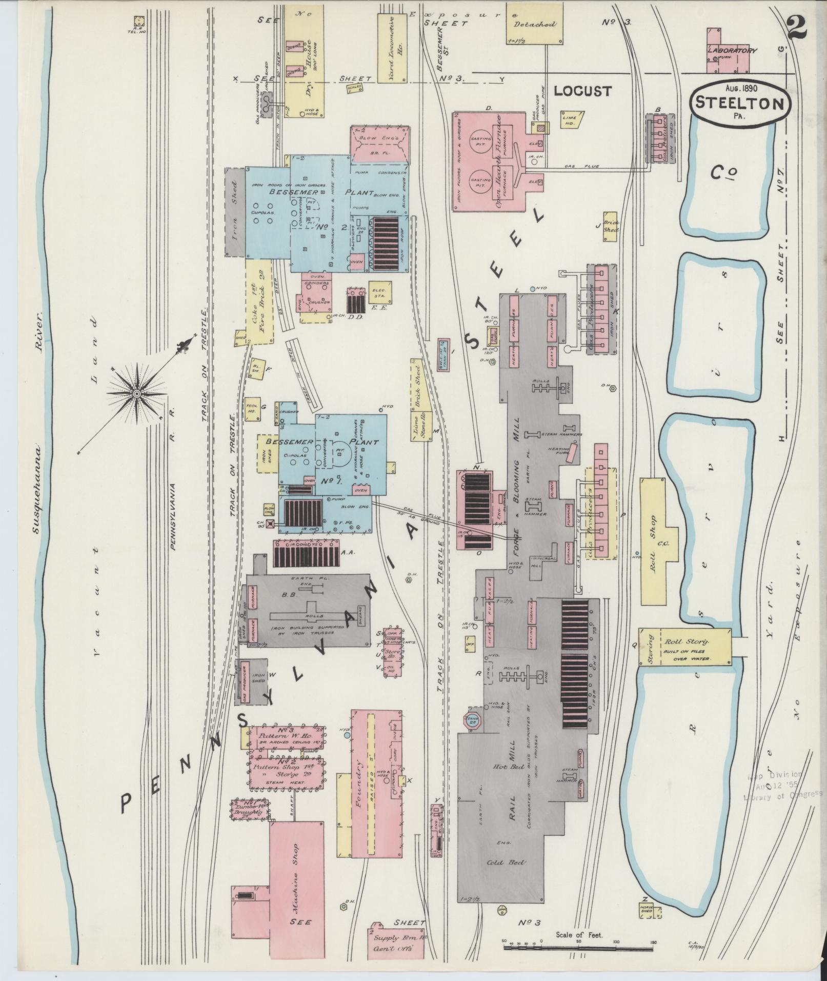 Sanborn Fire Insurance Map from Steelton, Dauphin County, Pennsylvania (1890), Sheet #0002 - Complete Map Set gallery image, historic Sanborn map, vintage wall art, Pennsylvania Pennsylvania