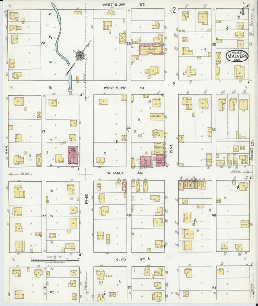 Sanborn Fire Insurance Map from Malvern, Hot Springs County, Arkansas (1920), Sheet #0004 - Historic Sanborn Fire Insurance Map Print, vintage old map wall art, antique decor, genealogy gift, Arkansas Arkansas map