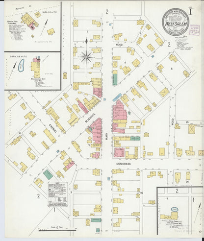 Sanborn Fire Insurance Map from West Salem, Wayne County, Ohio (1904), Sheet #0001 - Complete Map Set gallery image, historic Sanborn map, vintage wall art, Ohio Ohio