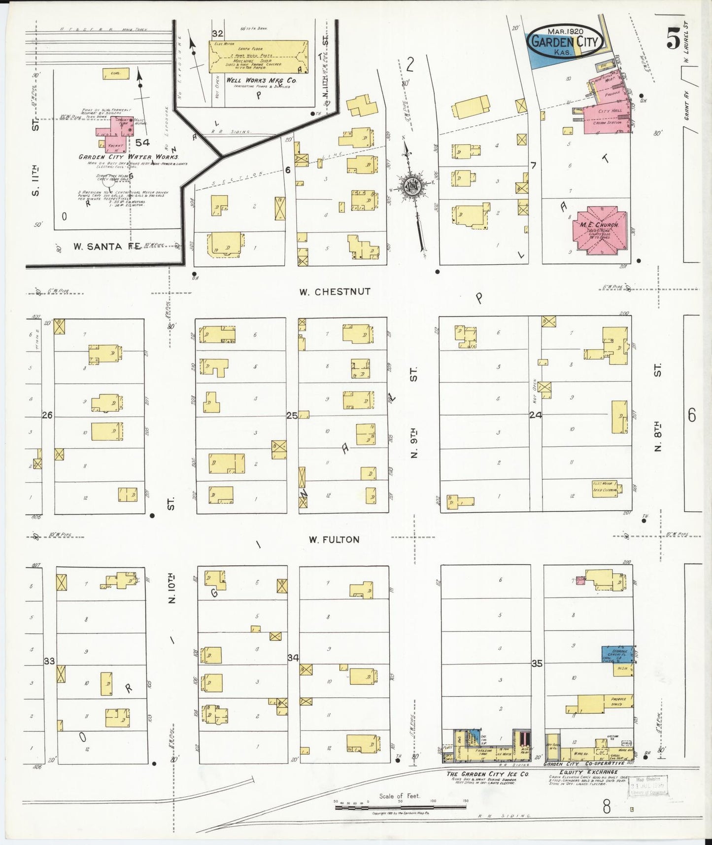 Sanborn Fire Insurance Map from Garden City, Finney County, Kansas (1920), Sheet #0005 - Complete Map Set gallery image, historic Sanborn map, vintage wall art, Kansas Kansas