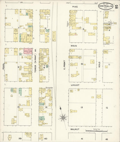 Sanborn Fire Insurance Map from Centralia, Lewis County, Washington (1890), Sheet #0002 - Complete Map Set gallery image, historic Sanborn map, vintage wall art, Washington Washington